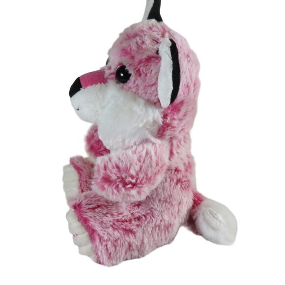 Pink Fox Plush 8" Stuffed Animal Toy Glitter Eyes Kids With Heart on Foot - Picture 5 of 11